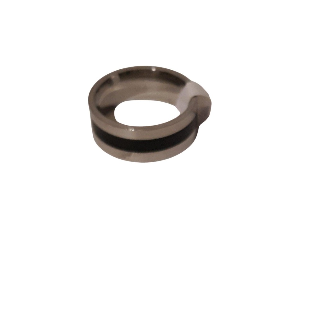 Men's 9mm Wedding Band Stainless‎ Steel Titanium Ring Black Stripe Design Size 9